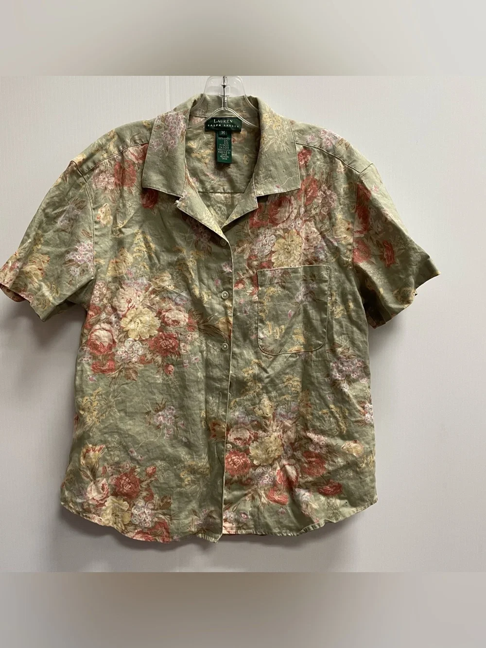 LAUREN RALPH LAUREN VINTAGE 90s FLORAL LINEN MATCHING SHORTS SET SZ M/L